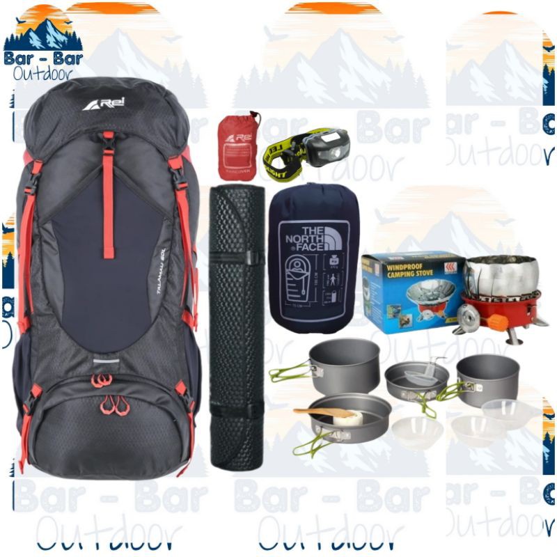Paket Mendaki Peralatan Gunung Tas Gunung Outdoor Carrier Keril Rei Arei Talamau 60L