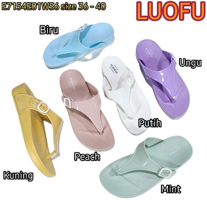 Jelly Sandal Jepit Wanita Luofu Rumah Karet Import Gesper E7154E01Ws6