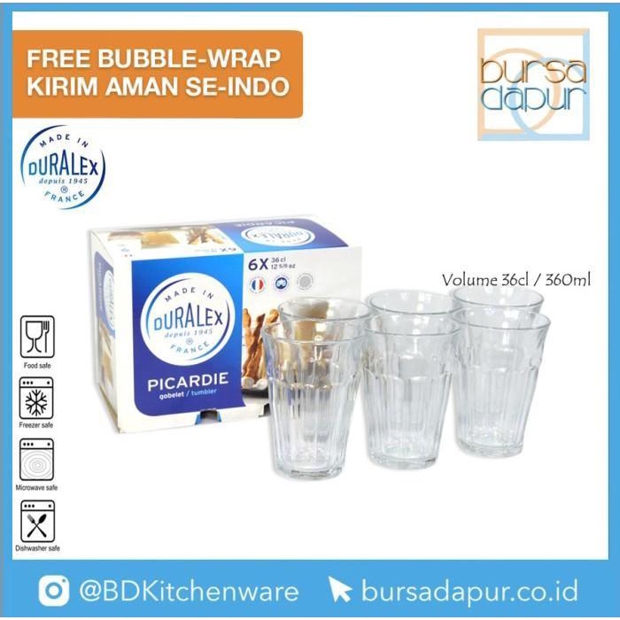 GOOD PRODUCT DURALEX CLEAR PICARDIE TUMBLER 36 CL (12 5/8 OZ)