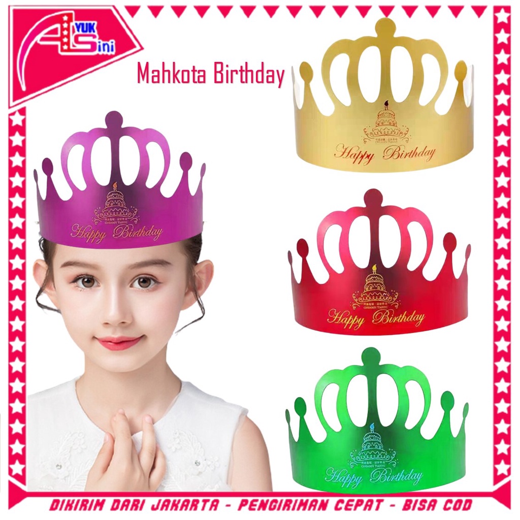 AS Topi Mahkota Ulang Tahun Anak-anak Karton Emas Dewasa Dekorasi Ulang Tahun Topi Ulang Tahun Hiasa
