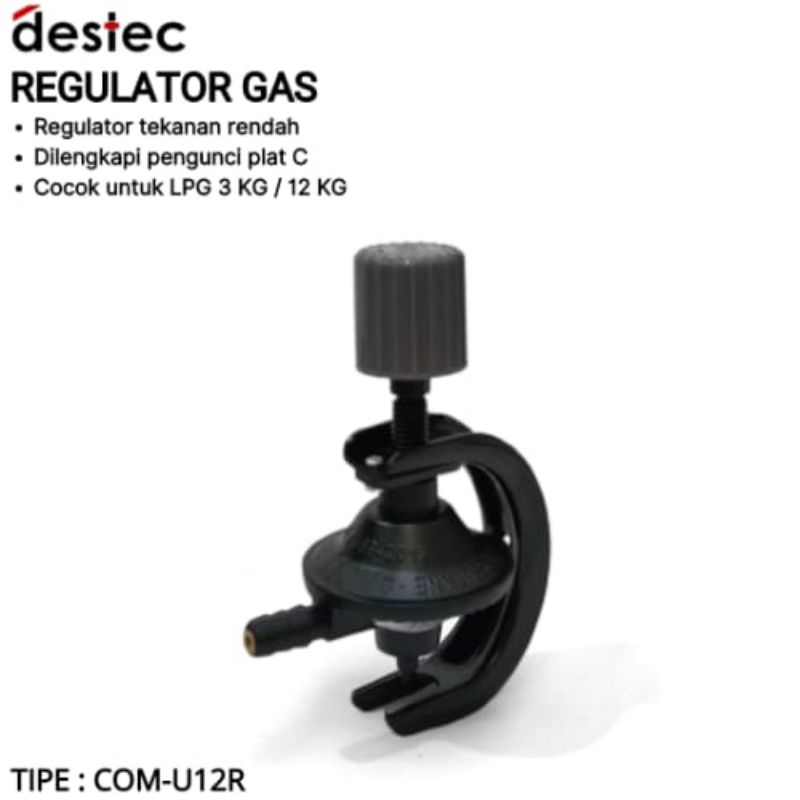 Regulator Gas Elpiji Elpigi LPG Destec COM-U12R Non Meter Black Edition Tekanan Rendah