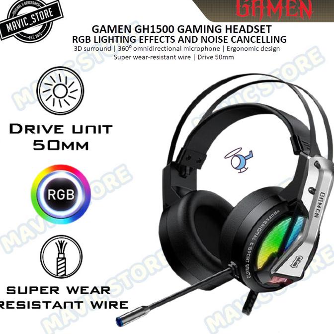 PROMO GAMEN GH1500 Gaming Headset Headphone RGB LED Light Effects