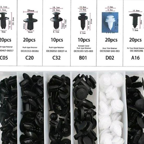 Baut Set Rivet Mur Klip Baut Plastik Body Dashboard Mobil Motor Universal 100 Pcs Gencang Panel Mobi