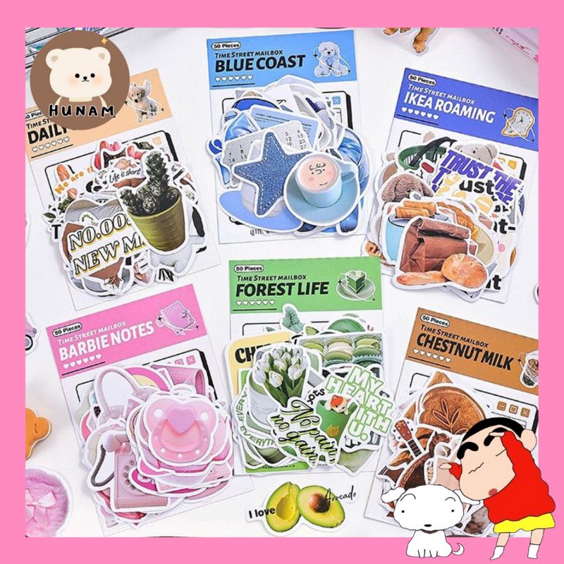 

HUNAM 50 Pcs/Pak Sticker Deco Tema Aestetic Street Mail Dekorasi Stiker Scrapbook Journal Bujo