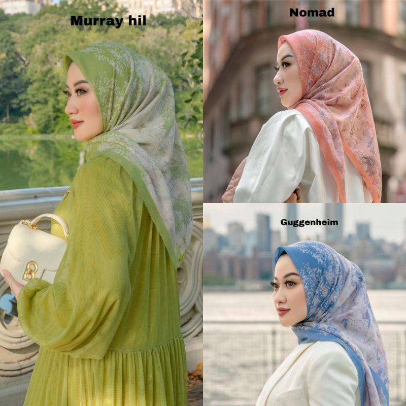 Buttonscarves x Allyssa Hawadi : New York 3 Series Size Small 90x90 cm Preloved