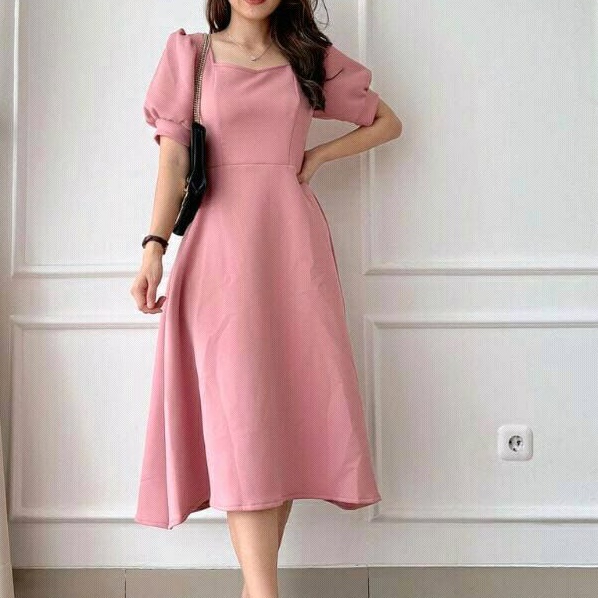 Dress Pendek Wanita Selutut Sexy Korean Style Mididress Brokat Drs Mewah Remaja Outfit Wedding Drss 
