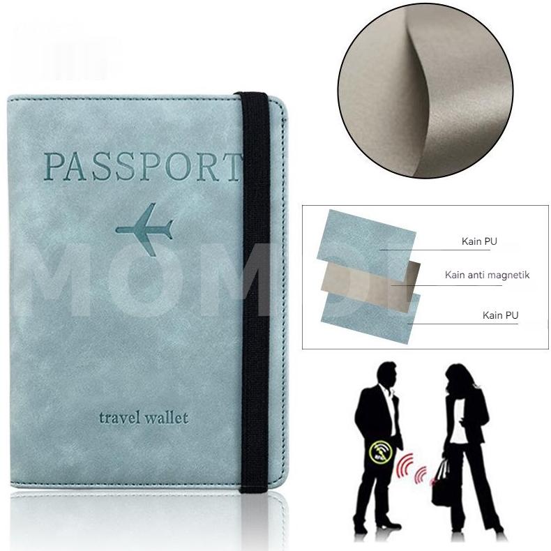 Gratis Ongkir Sarung paspor kulit pria dan wanita, pita elastis penutup paspor pemblokir RFID untuk 