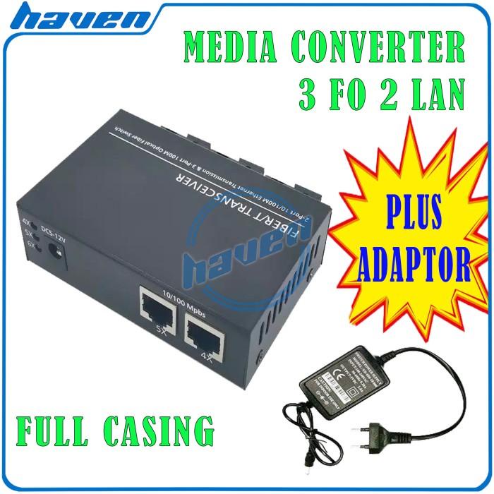 Media Converter 3 Port Fo 2 Port Lan / Switch Fiber 3 Fo 2 Sc