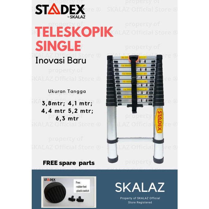 Tangga Teleskopik Single 4,4 mtr Merk STADEX by Skalaz