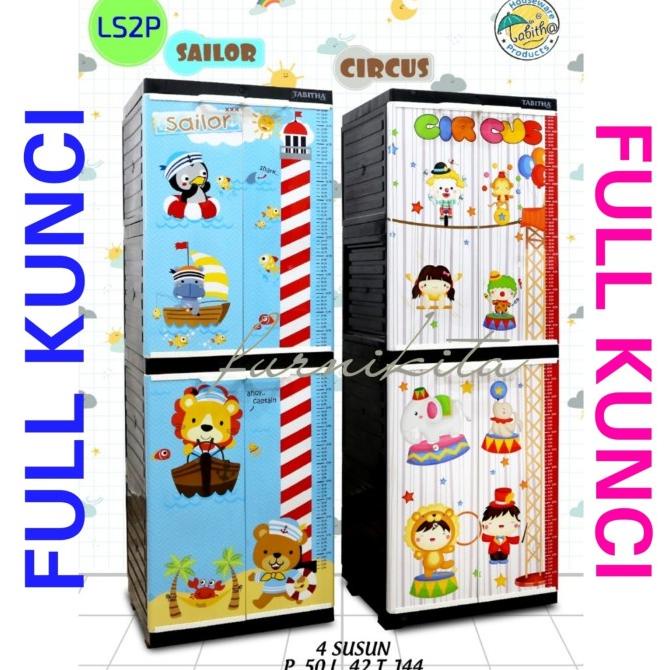 LEMARI PAKAIAN PLASTIK SUSUN 4 KUNCI TABITHA KARAKTER JEPARA