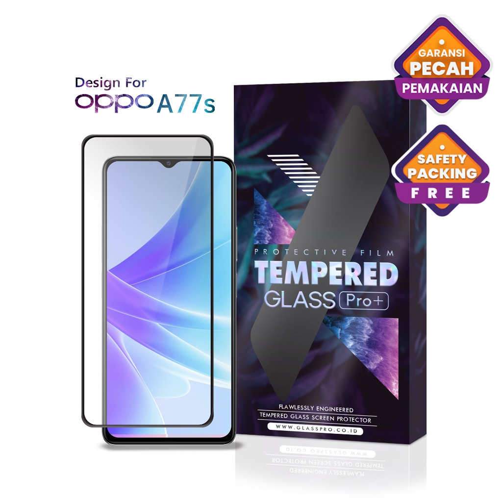 Glass Pro Tempered Glass Oppo A77s Full Cover - Premium