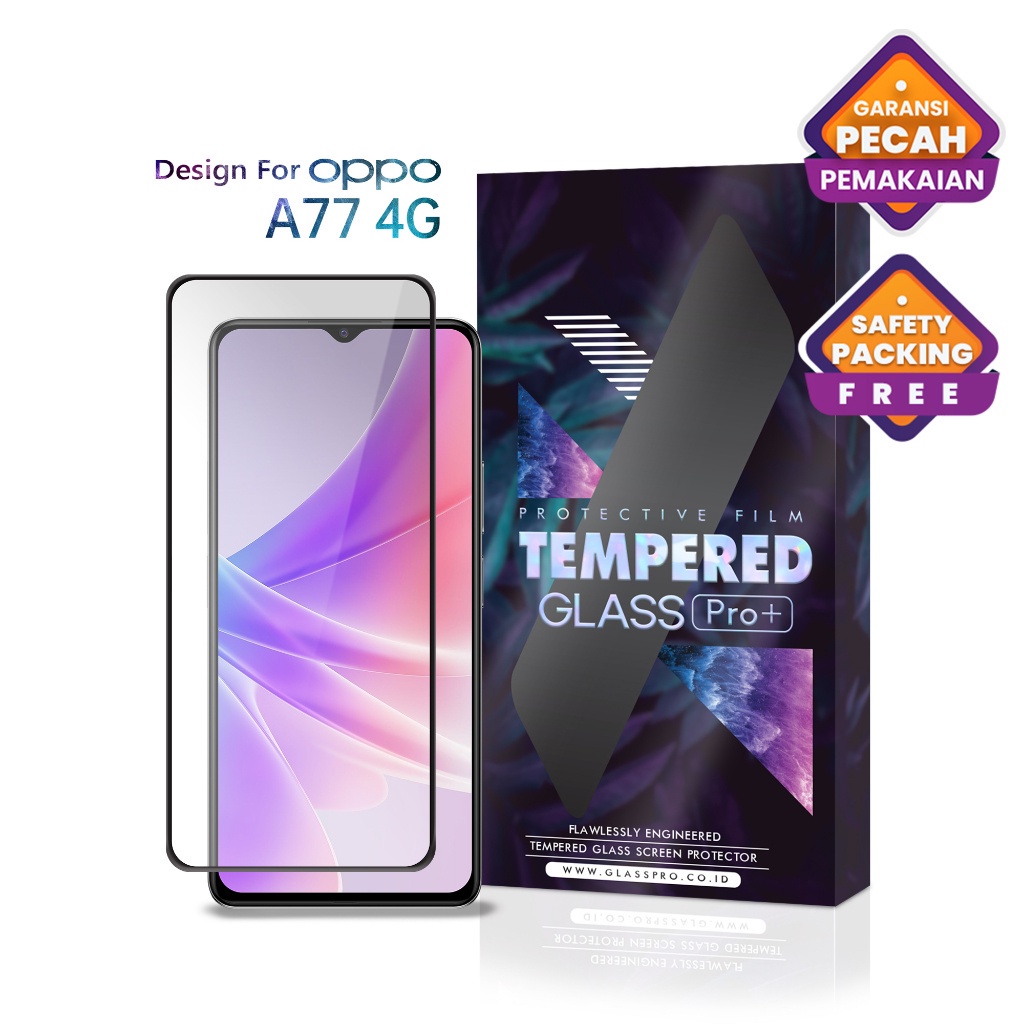 Glass Pro Tempered Glass Oppo A77 4G Full Cover - Premium