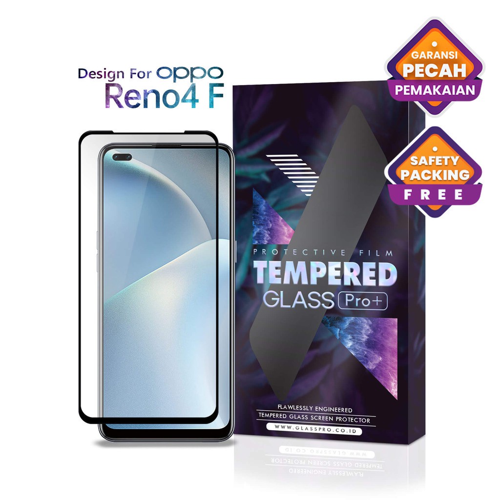 Glass Pro Tempered Glass Oppo Reno 4F Reno4 F Full Cover - Premium