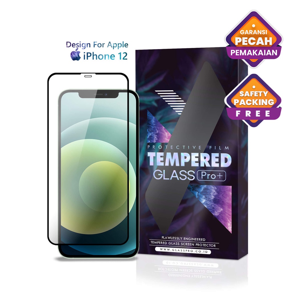 Glass Pro Tempered Glass iPhone 12 Full Cover Anti Gores Bergaransi Screen Guard iPhone Premium