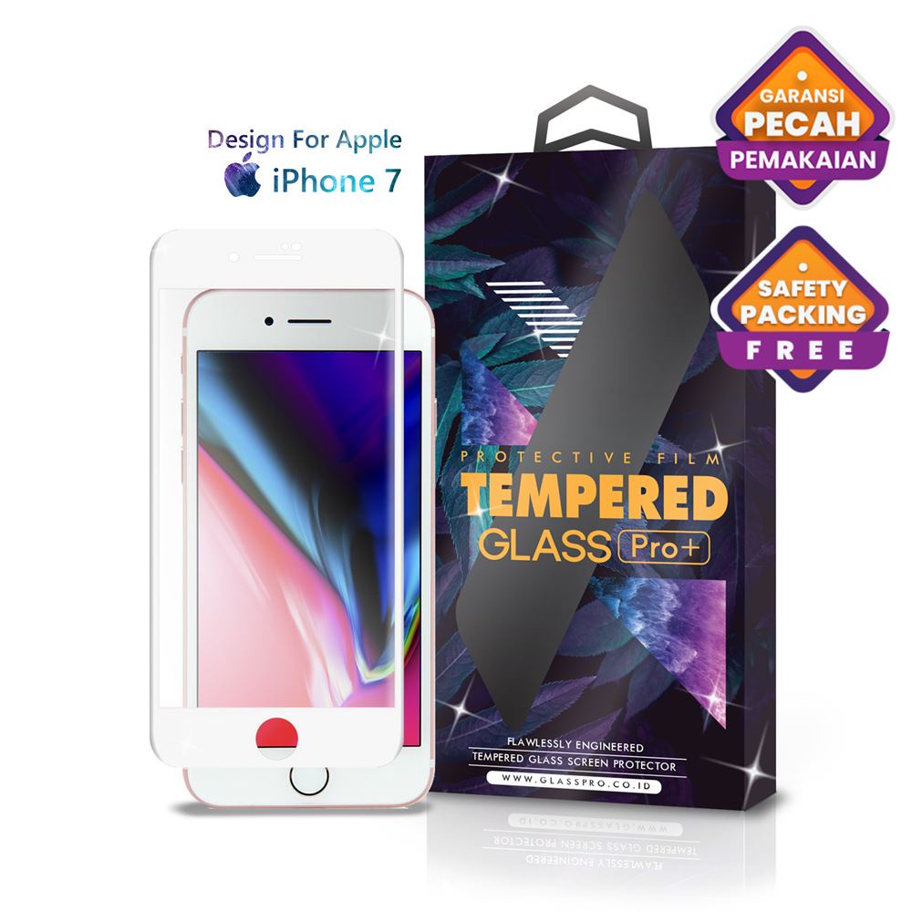 Glass Pro Tempered Glass iPhone 7 Full Cover White - Premium