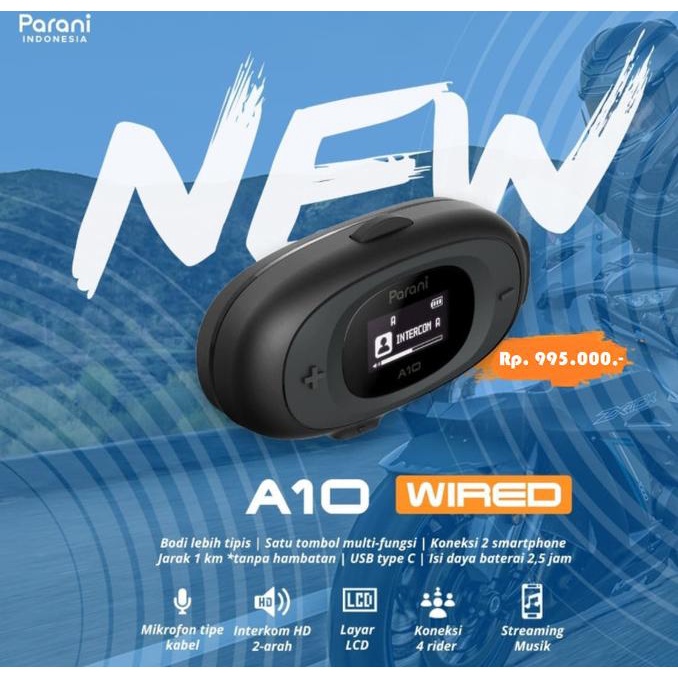 PARANI A10 WIRED Motorcycle Bluetooth Intercom