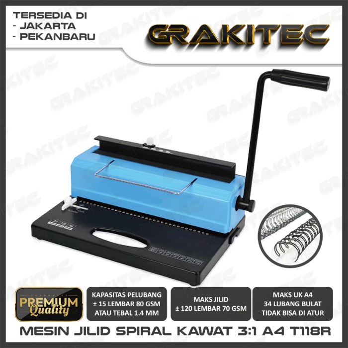 

Mesin Jilid Spiral Kawat A4 T118R TD-13 TD-130 Grakitec