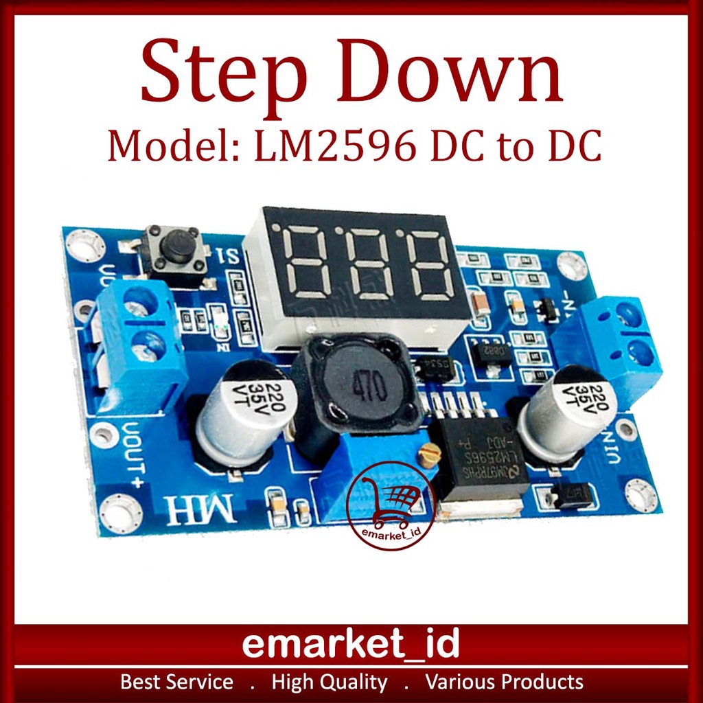 Step Down DC-DC LED LM2596 / Voltmeter LM2596S 2.5-40V ke 1.25-37V