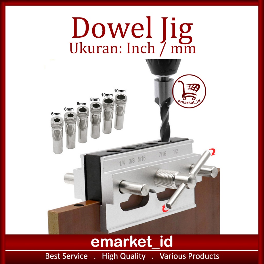 Woodworking Dowel Jig / Doweling Alat Bantu Bor / Locator Pelubang Penyambung Kayu Papan Plywood Dri