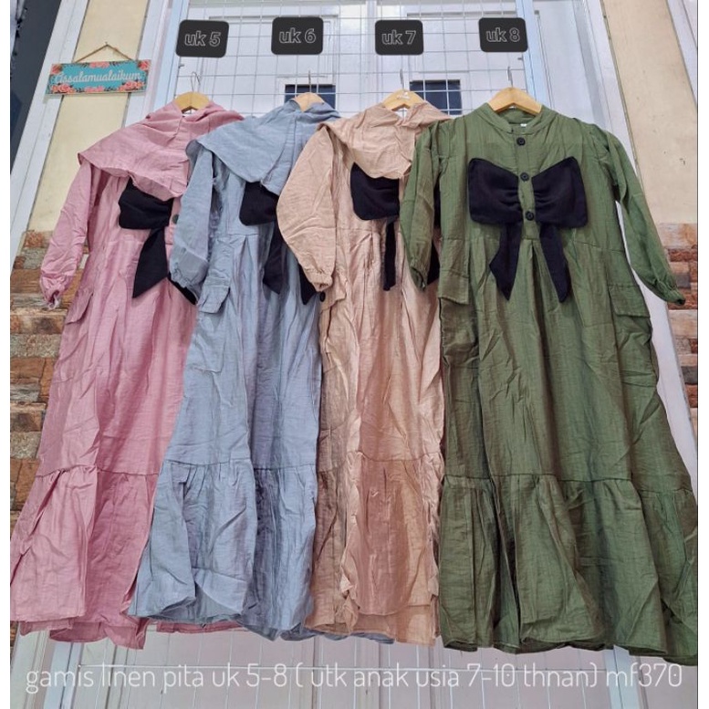 SET GAMIS HIJAB LINEN UK 5-8
