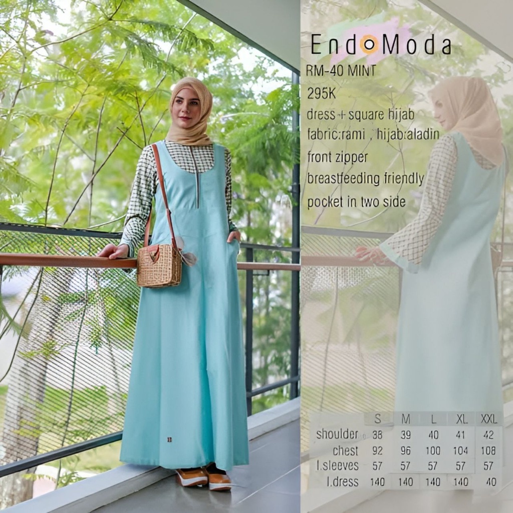PROMO GAMIS TERBARU ENDOMODA RM 40 MINT BIRU SET DRESS BAJU BUSANA MUSLIM WANITA DEWASA REMAJA GAMIS