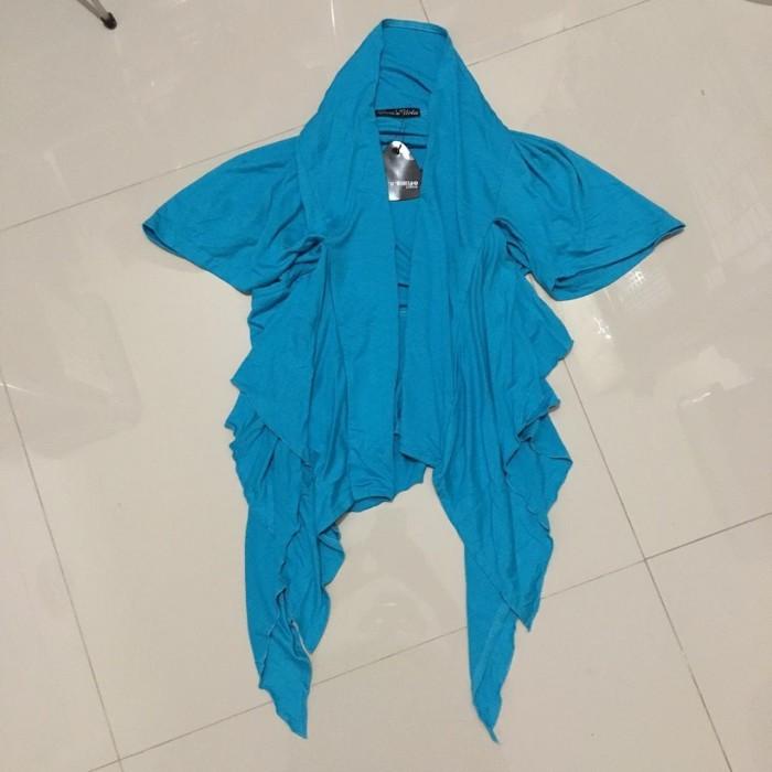 CARDIGAN BOLERO LUARAN RUFFLE BIRU FASHION LENGAN PENDEK ASLI BANGKOK