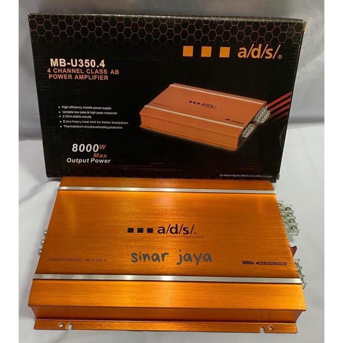 POWER AMPLIFIER MOBIL 4 CHANNEL CLASS AB ADS MB-U350.4 8000WATT A/D/S