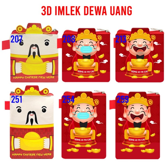 

New! Angpao Imlek 3D Dewa Uang Dompet Sincia Amplop Tahun Baru Imlek Chines Limited
