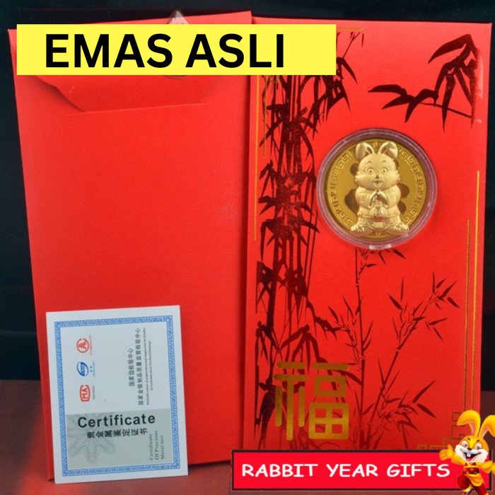 

New! SALE TERMURAH !!! Angpao Amplop Imlek Sincia 2023 Kelinci Rabbit Emas Limited