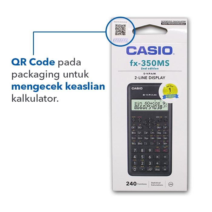 

CASIO FX-350MS 2ND ED - KALKULATOR SEKOLAH - SCIENTIFIC - 240 FUNGSI ORIGINAL TERBARU
