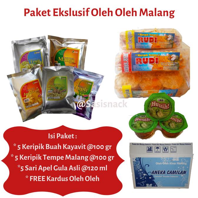 

NEW PRODUK PAKET HEMAT E OLEH OLEH MALANG 5 KERIPIK BUAH 5 K TEMPE 5 SARI APEL !!!!!