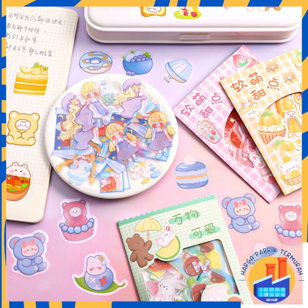 

HPT Sticker Set Isi 45Pcs Karakter Lucu Aesthetic Waterproof Stiker Motif Kartun Korea Cute Girl Anti Air Stiker Diary Scrapbook DIY Sticker Journal Book