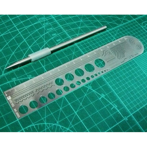 

Stainless Steel Modeling Scriber + Cutting Template