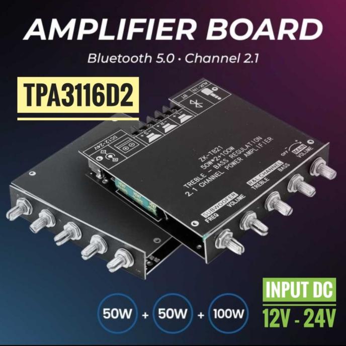 Bluetooth Amplifier 2 x 50w + 100w Subwoofer 2+1 HiFi Stereo 2.1