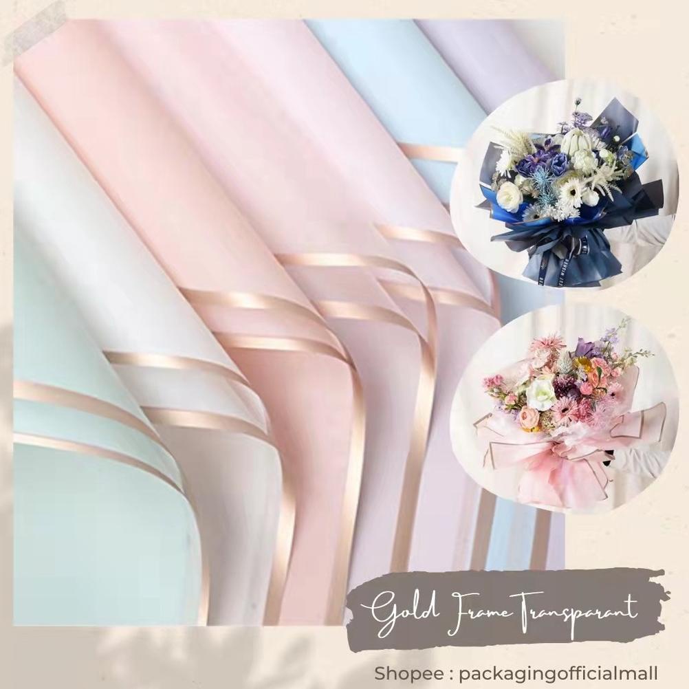 

Ready!!!(COD) TRANSPARENT CELLOPHANE GOLD FRAME / kertas buket