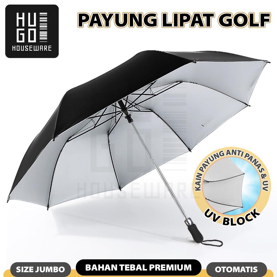 HUGO Payung Lipat Golf Besar Mewah Jumbo Otomatis Polos Lipat Dua