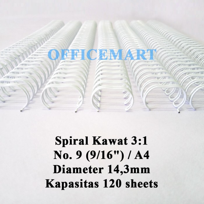 

Spiral Kawat A4 3:1 No. 9 (9/16") JBI - Putih (Box Isi 100 Batang)