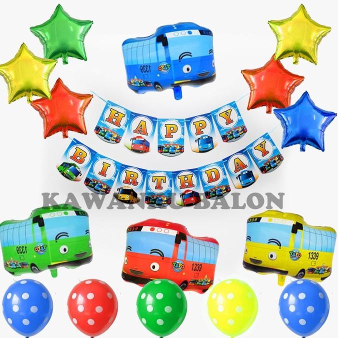 Balon Ulang tahun Karakter/ Balon Tayo/ Balon Foil/ Dekorasi Set