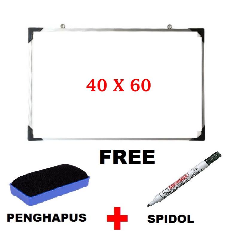

Hemat Papan Tulis Belajar White Board Ukuran 60 x 80 dan papan 40 x60 Free Spidol Dan Penghapus Premium