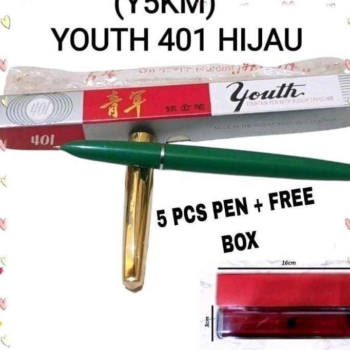 

[Ter] Paket Grosir Fountain (Y5Km) + Free Box. Youth 401 Hijau. A Pul Ink Tinta Isi Ulang.