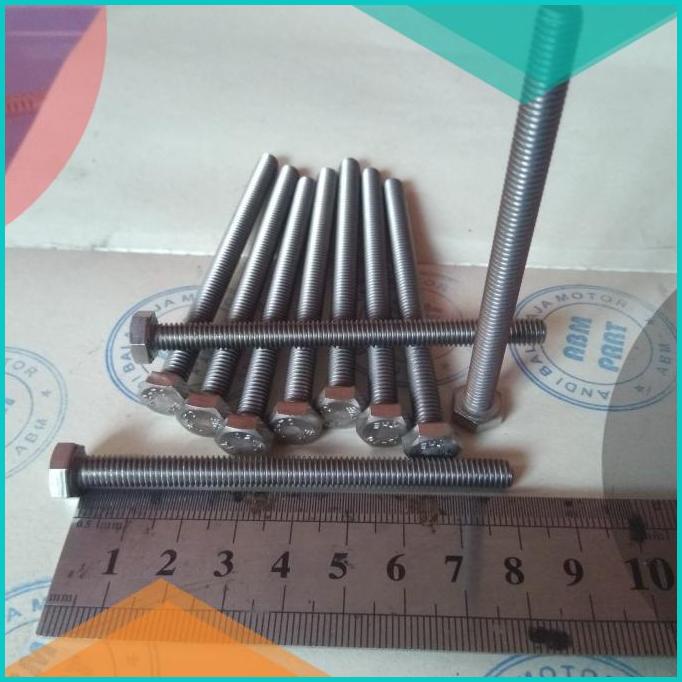 Baut Stainless / Hex Bolt Ukuran M8 x 80 atau Baut 12 panjang 8cm 16no