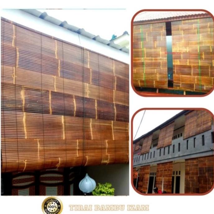 Tirai bambu hitam,tirai gulung outdoor Size 2,5m x 3m