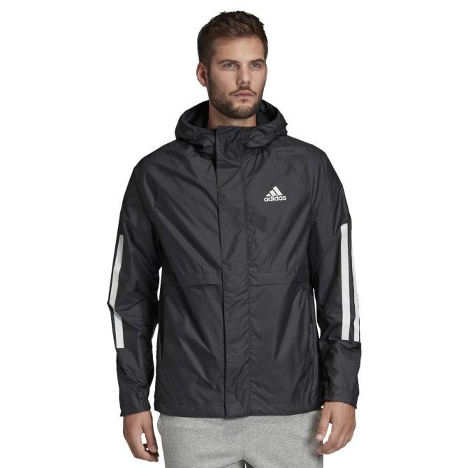 Jaket Windbreaker Adidas Hoodie Jacket Casual Original Black 3 Stripes