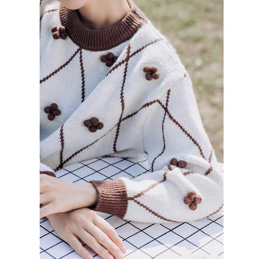[AMAZED PEOPLE] Sweater rajut wanita ala korea Bunga Sweter rajutan kasual longgar lengan panjang