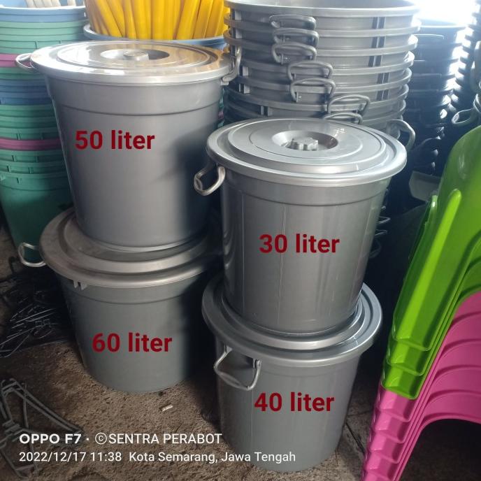 Flash Sale Ember tutup besar 30 40 50 60 liter bak air kamar mandi silver