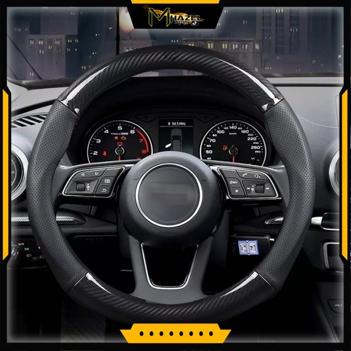 Sarung Cover Kulit Stir Mobil Honda Brio Jazz Hrv Motif Carbon Karbon