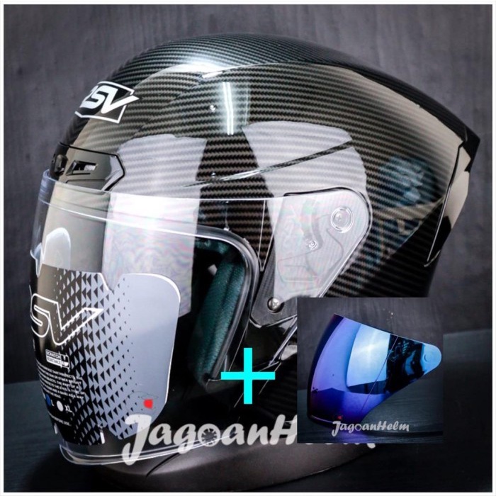 Rsv Helm New Windtail 2.0 Black Motif Carbon Single Visor