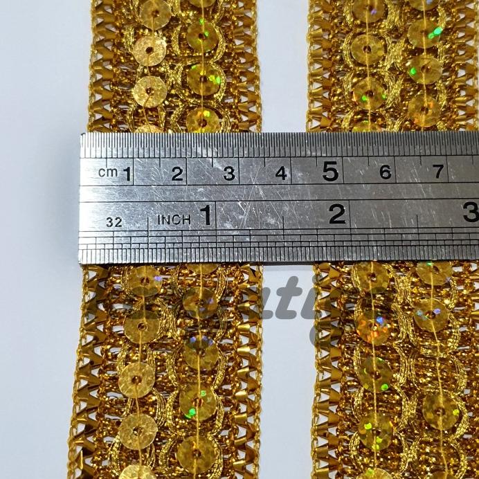 Baru Renda Emas / Renda India 1603T Lebar 3.5 Cm - 17 Yard