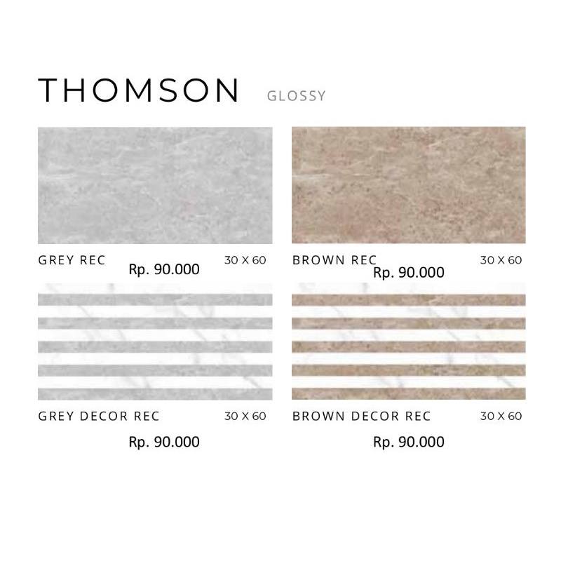 Keramik Glossy Motif Marbel Abu & Coklat/Thomson Grey Brown/Thomson Grey Decor Brown Decor Ukuran 30