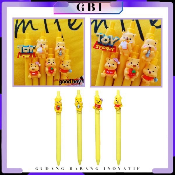 

GBI Pulpen Tinta gel Cair Hitam Motif Animasi Kartun Unik Pena Cetekan Karakter Beruang Kuning Lucu Alat Tulis Sekolah Kantor Stationary